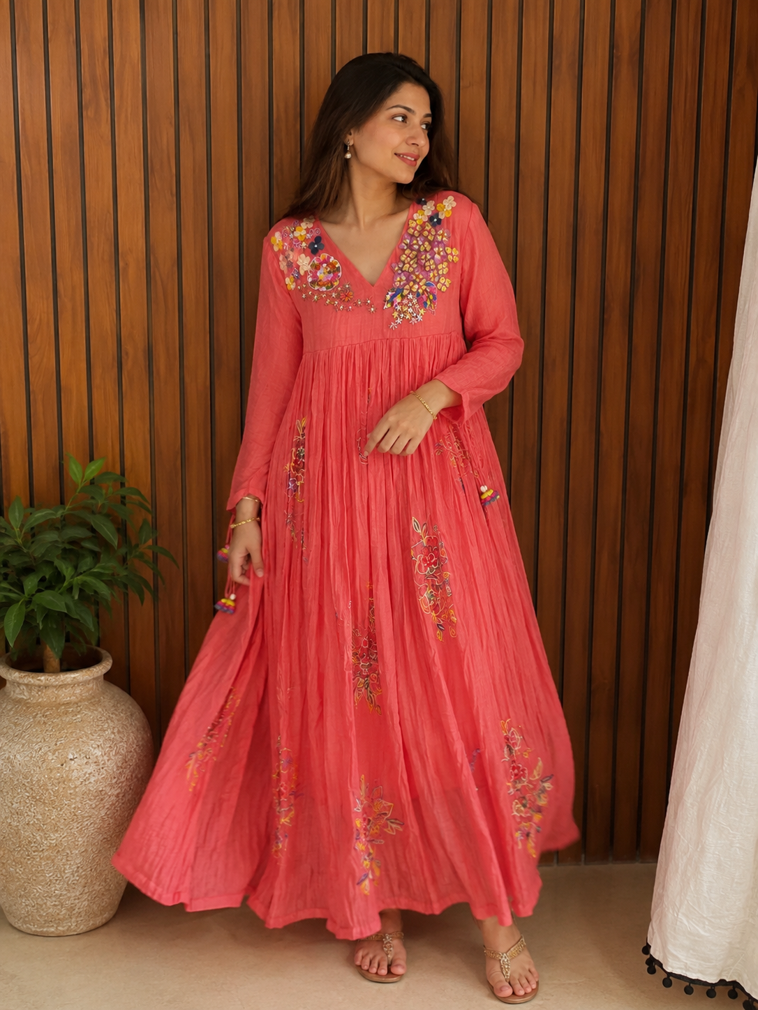 Long dress — Bead work, front view